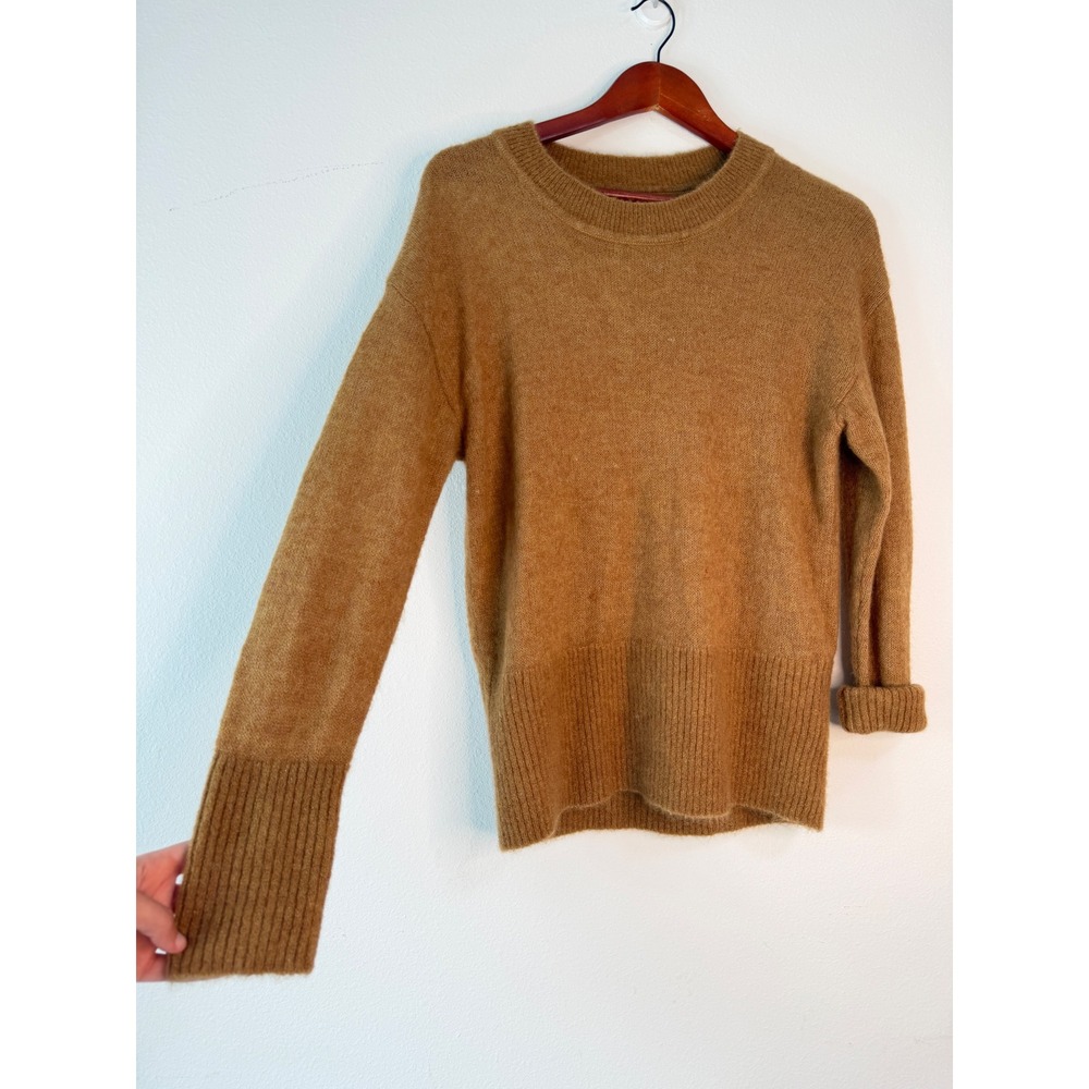 Banana Republic Alpaca Blend Crewneck Sweater Camel Tan Cozy Knit Womens Small - Picture 3 of 10